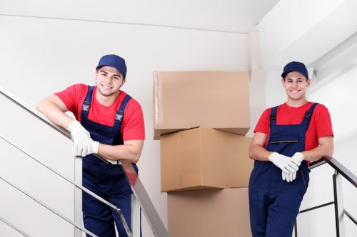 Packed boxes and furniture prepared for a local move