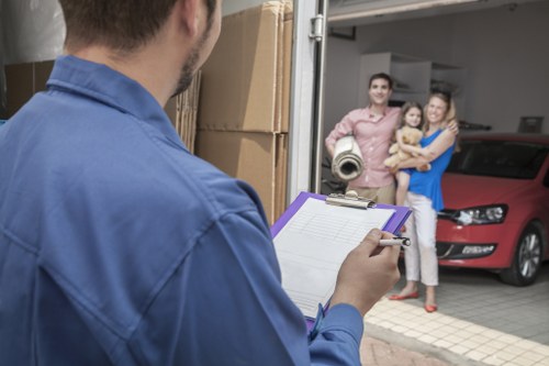 Professional movers loading furniture in Kilburn