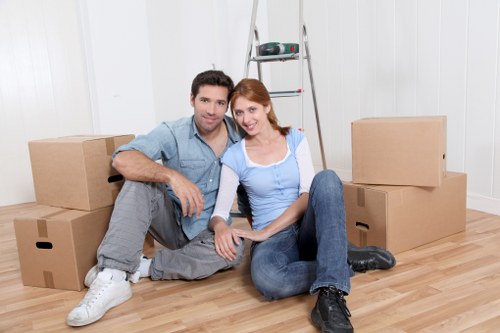 Packed household belongings and moving supplies for a local move