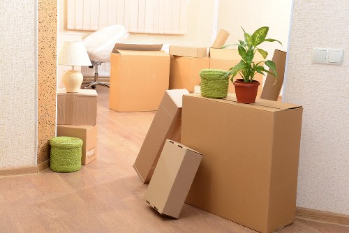 Packed boxes and furniture ready for a Kilburn house move