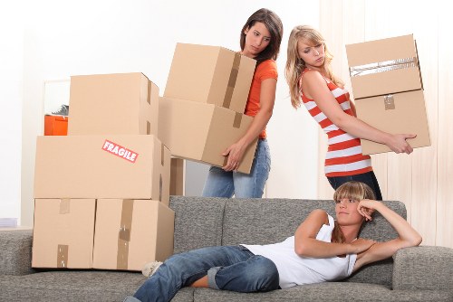 Office furniture and equipment prepared for a local commercial move